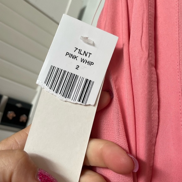 NWT French connection $198 plunge thigh slit halter gown pink sz 2 - Picture 8 of 8